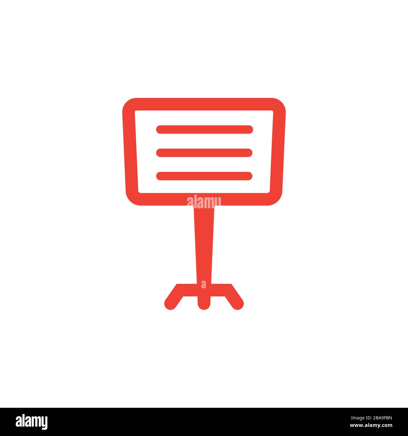 Projector Screen Red Icon On White Background. Red Flat Style Vector
