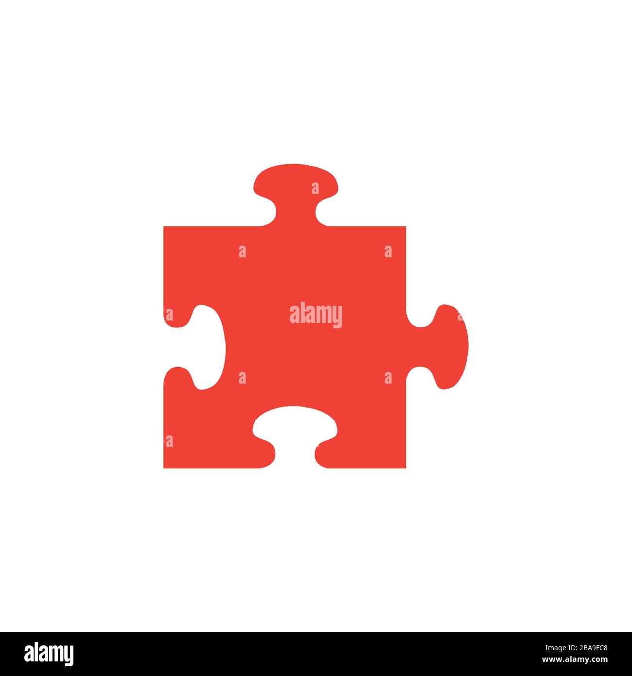 Puzzle Red Icon On White Background. Red Flat Style Vector Illustration. Stock Vector