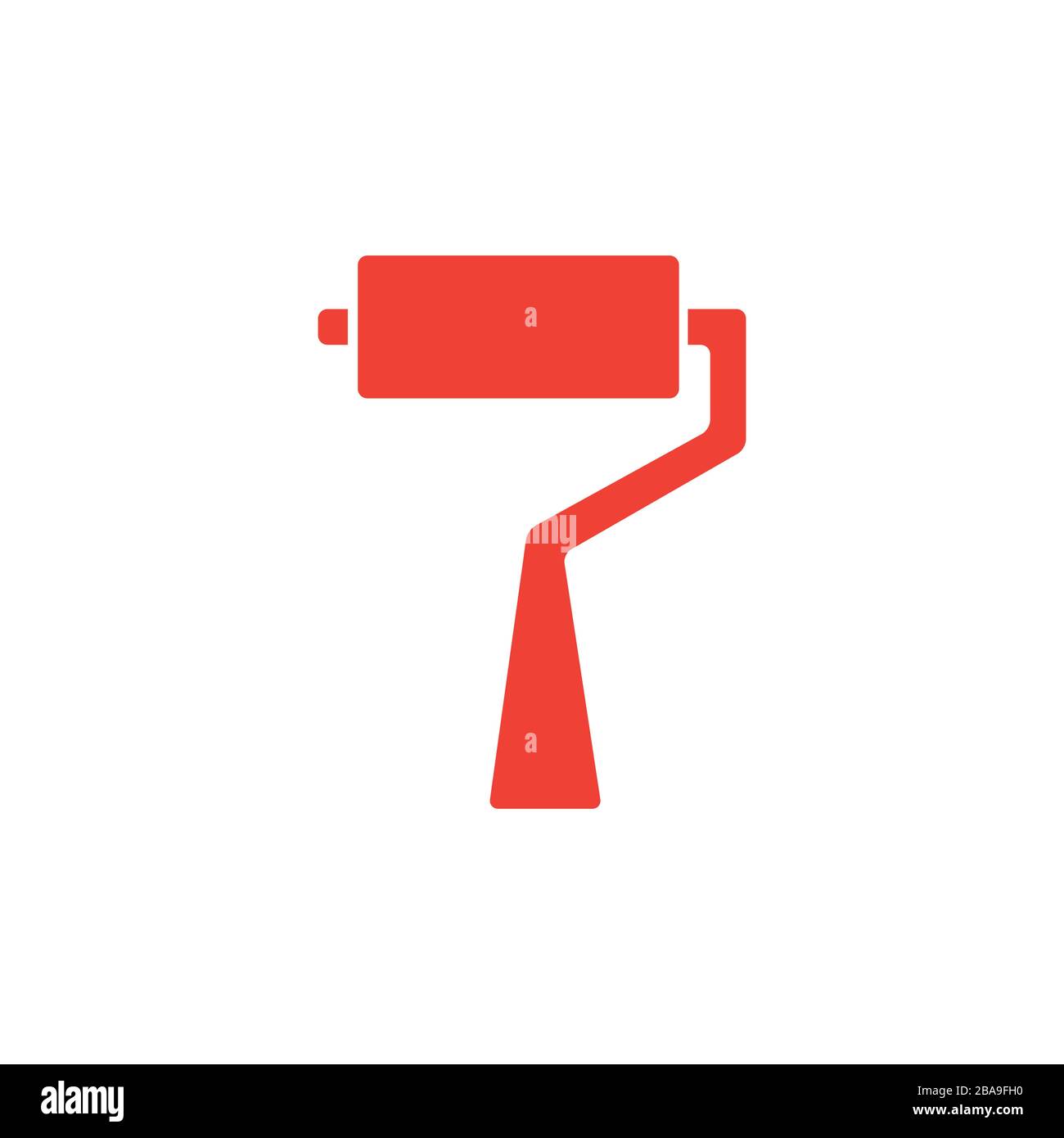 Roller Brush Red Icon On White Background. Red Flat Style Vector Illustration. Stock Vector