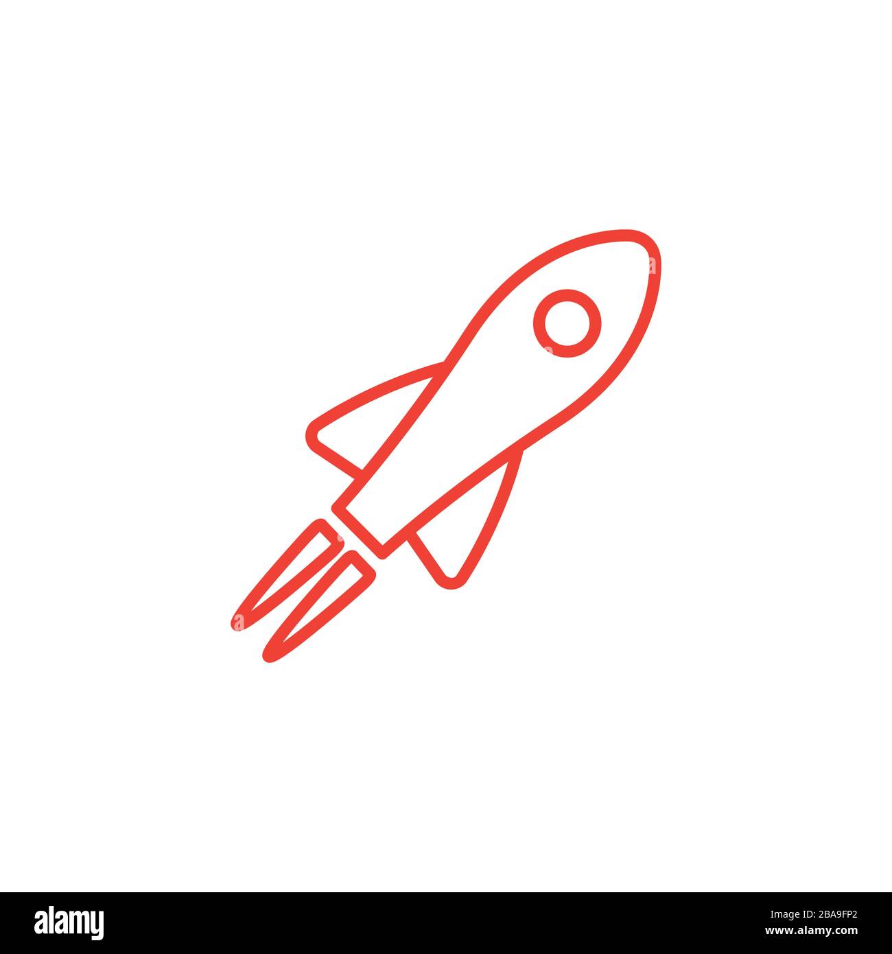 Rocket Line Red Icon On White Background. Red Flat Style Vector Illustration. Stock Vector