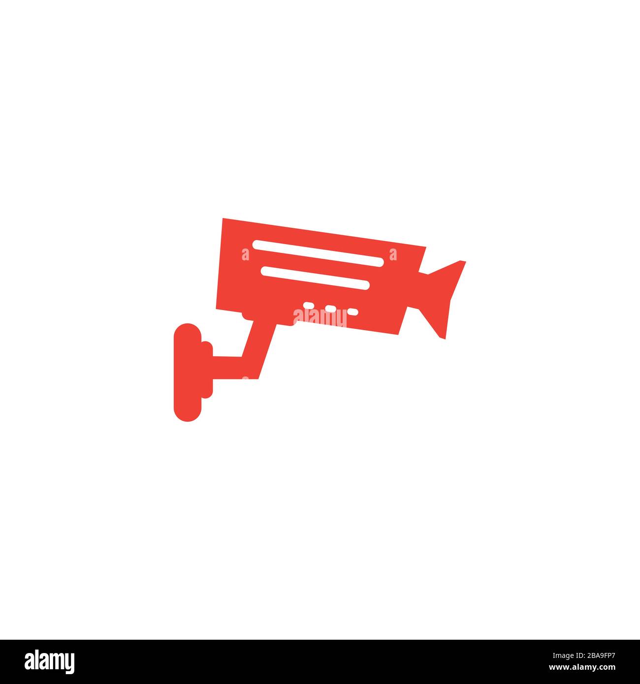 Security Camera Red Icon On White Background. Red Flat Style Vector