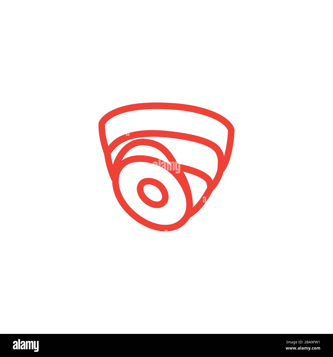 Security Camera Dome Line Red Icon On White Background. Red Flat Style  Vector Illustration Stock Vector Image & Art - Alamy