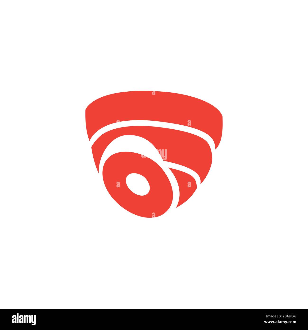 Security Camera Dome Red Icon On White Background. Red Flat Style Vector Illustration. Stock Vector