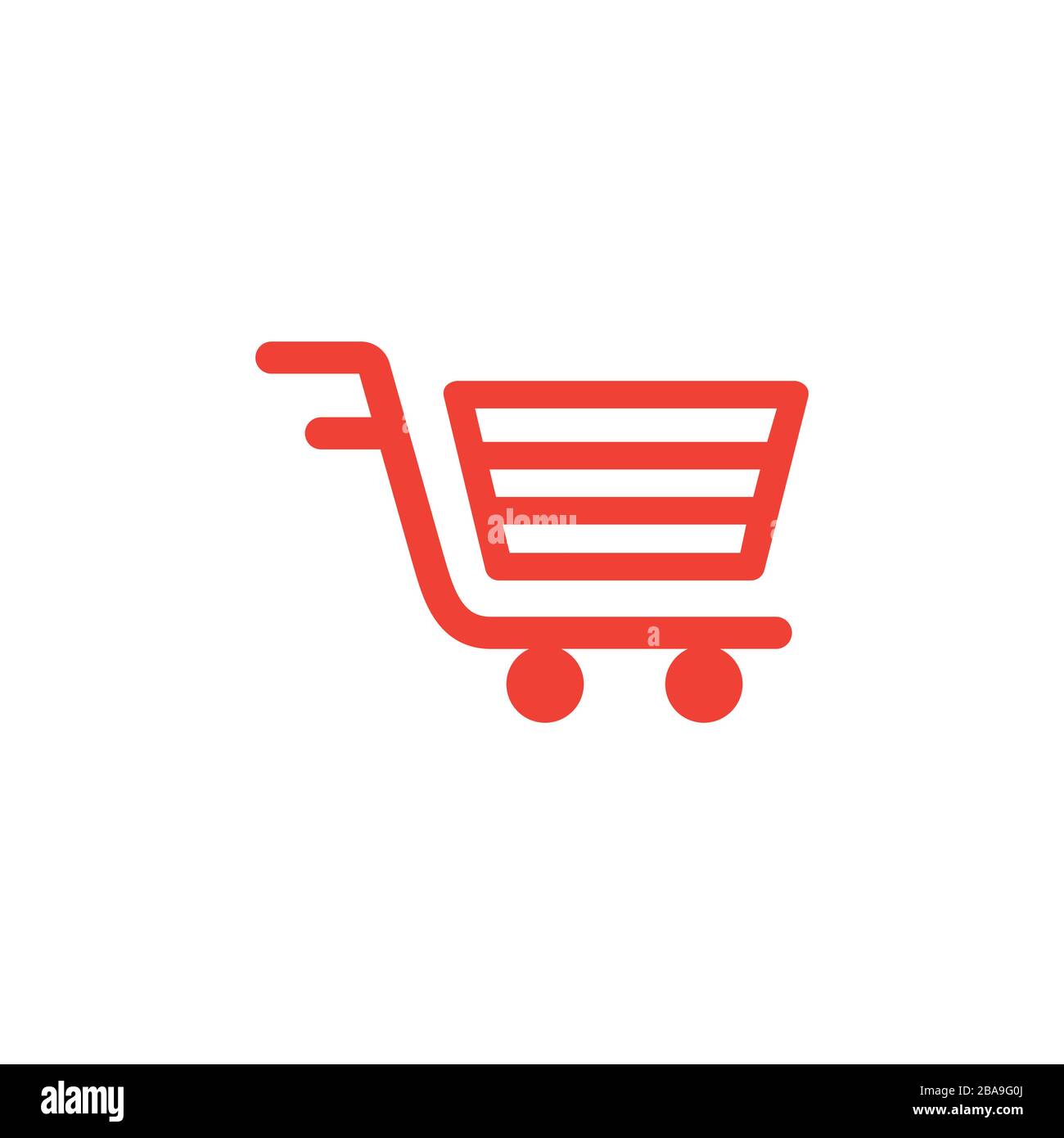 Shopping Cart Red Icon On White Background. Red Flat Style Vector