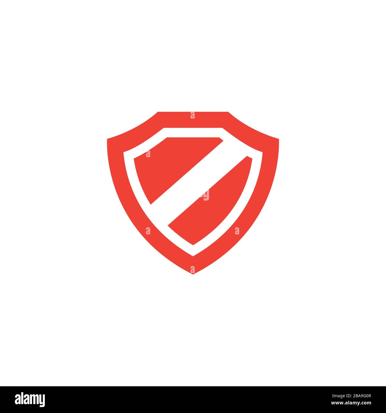 Shield Red Icon On White Background. Red Flat Style Vector Illustration ...