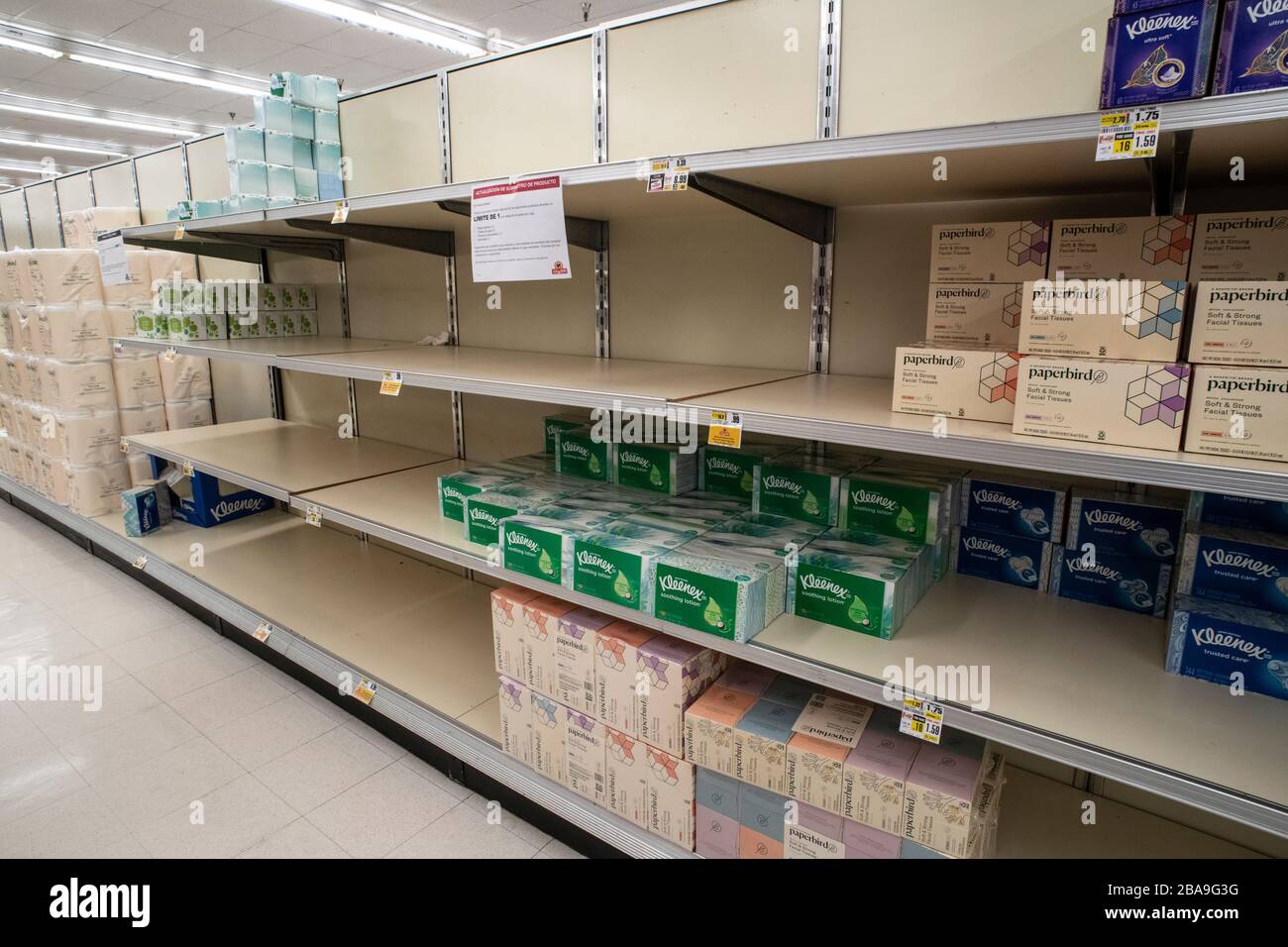 Coronavirus, Covid-19, Empty Shelves, Panic Buying Stock Photo
