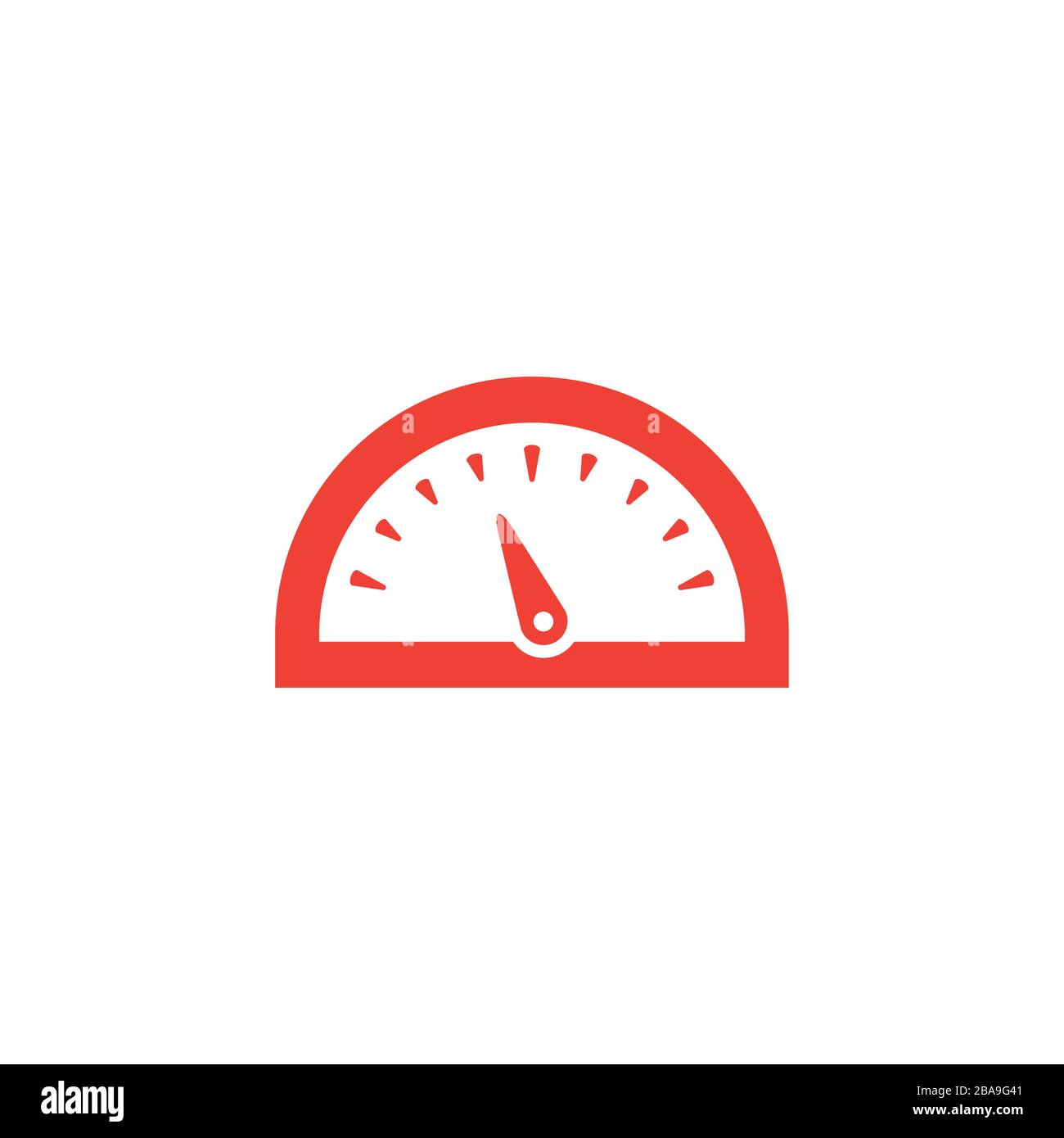 Speedometer Red Icon On White Background. Red Flat Style Vector
