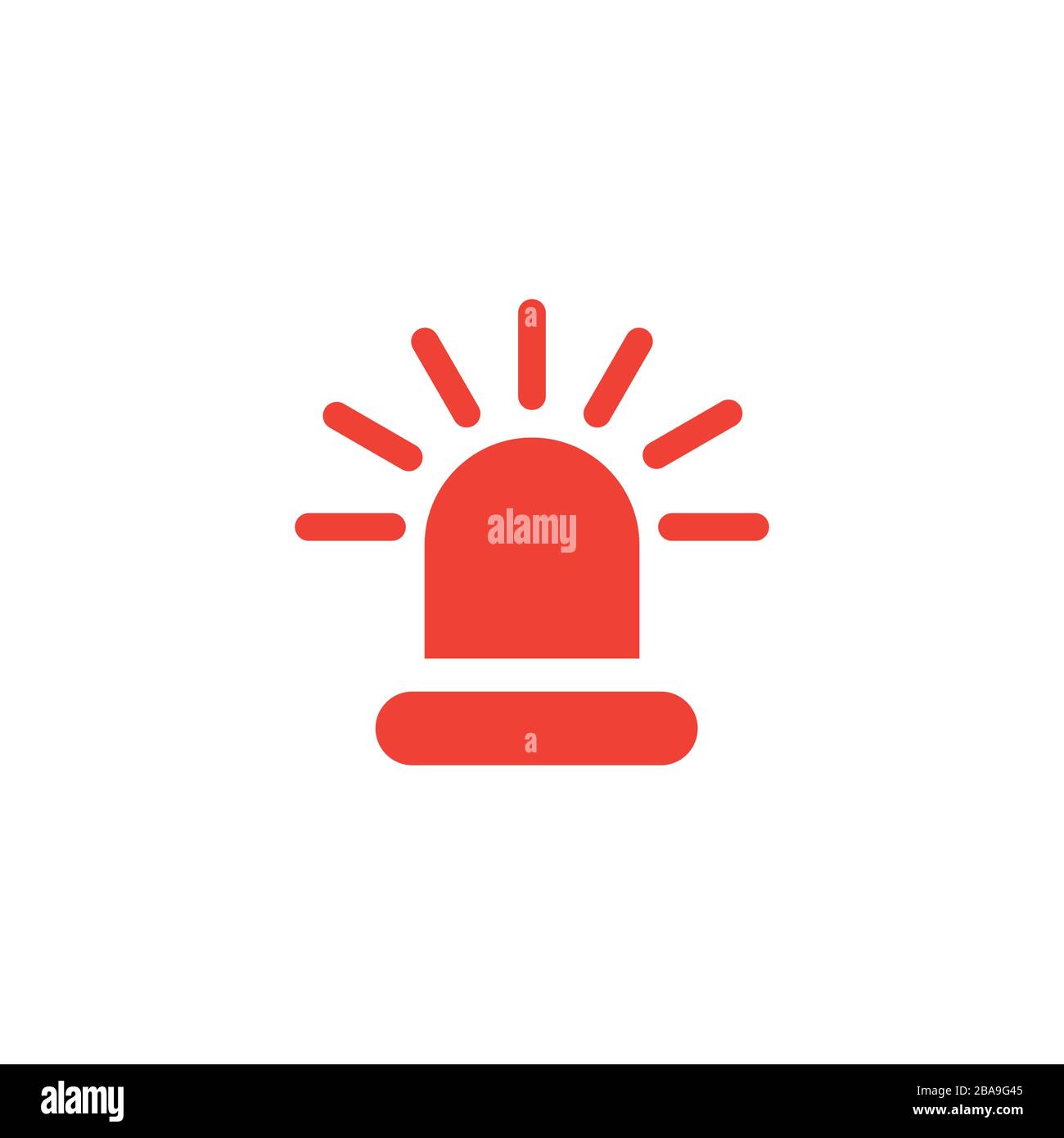Siren Light Red Icon On White Background. Red Flat Style Vector Illustration. Stock Vector
