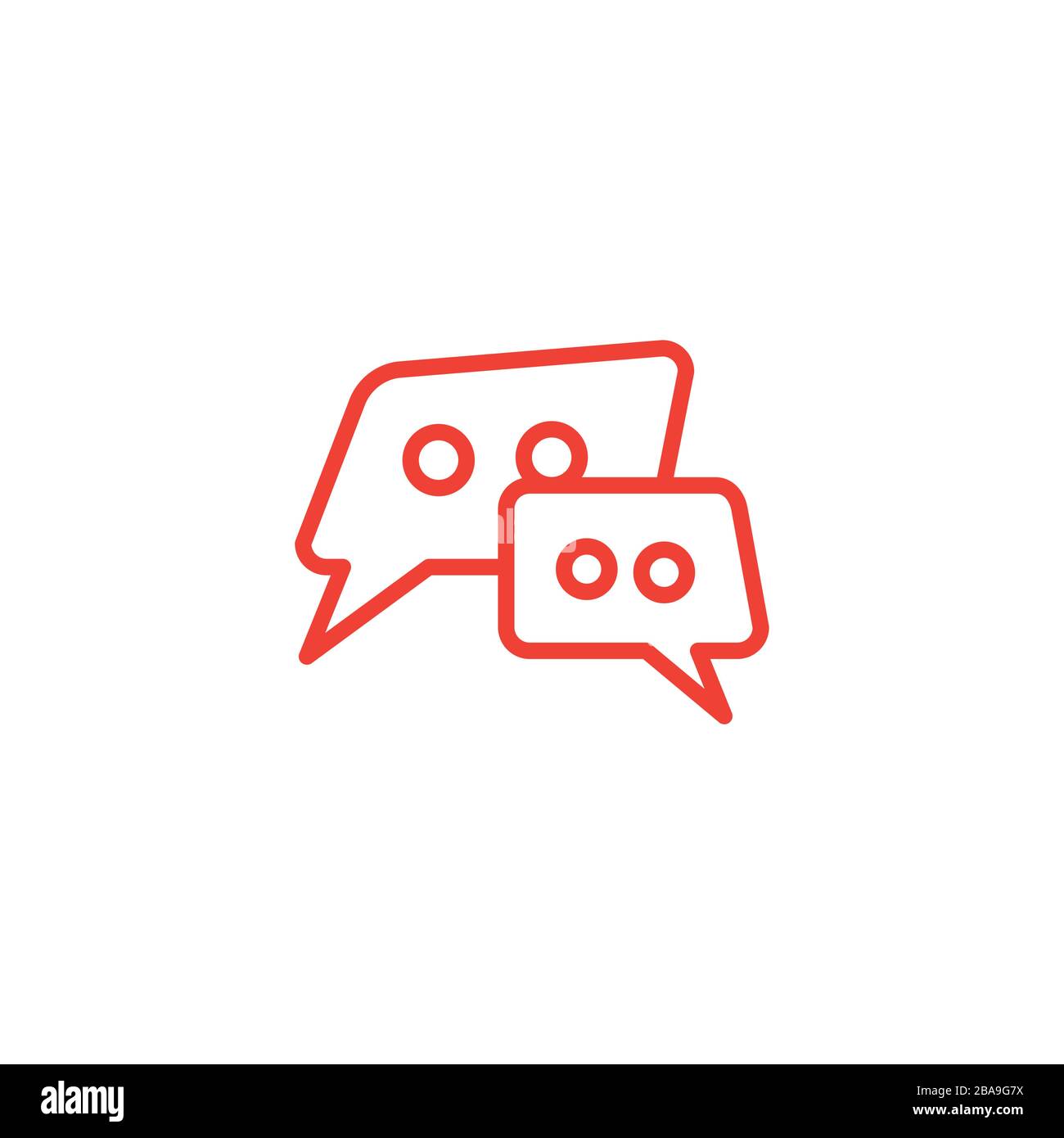 Speech Bubble Line Red Icon On White Background. Red Flat Style Vector Illustration. Stock Vector