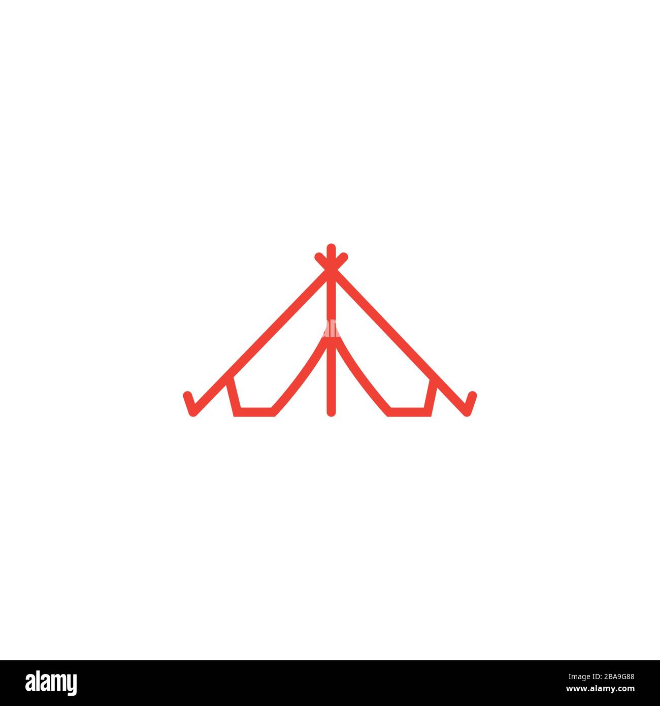Tent Line Red Icon On White Background. Red Flat Style Vector Illustration. Stock Vector