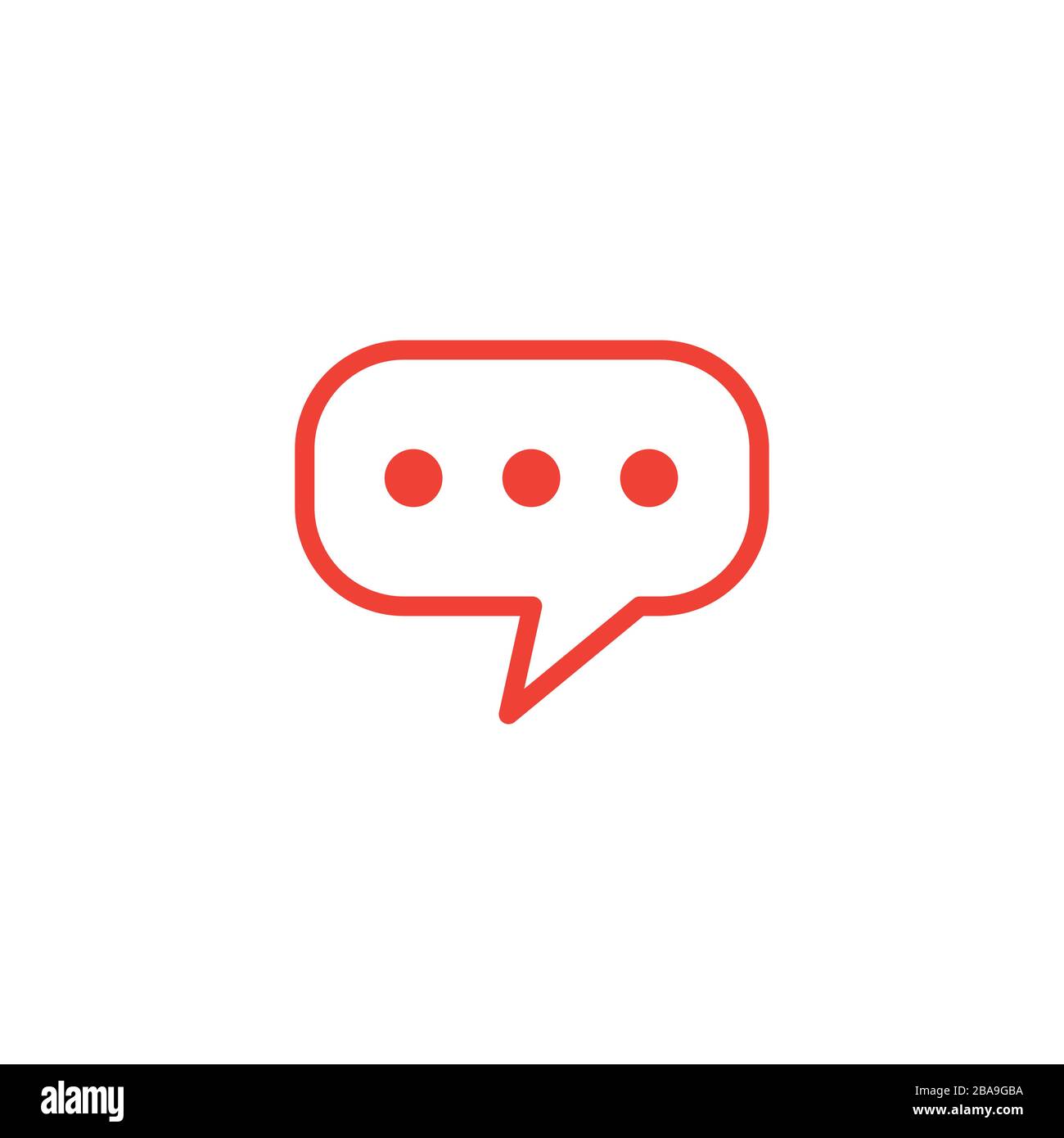 Speech Bubble Line Red Icon On White Background. Red Flat Style Vector ...