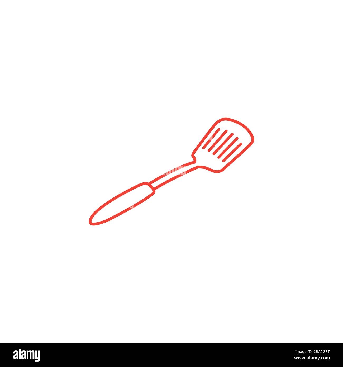 Spatula Line Red Icon On White Background. Red Flat Style Vector