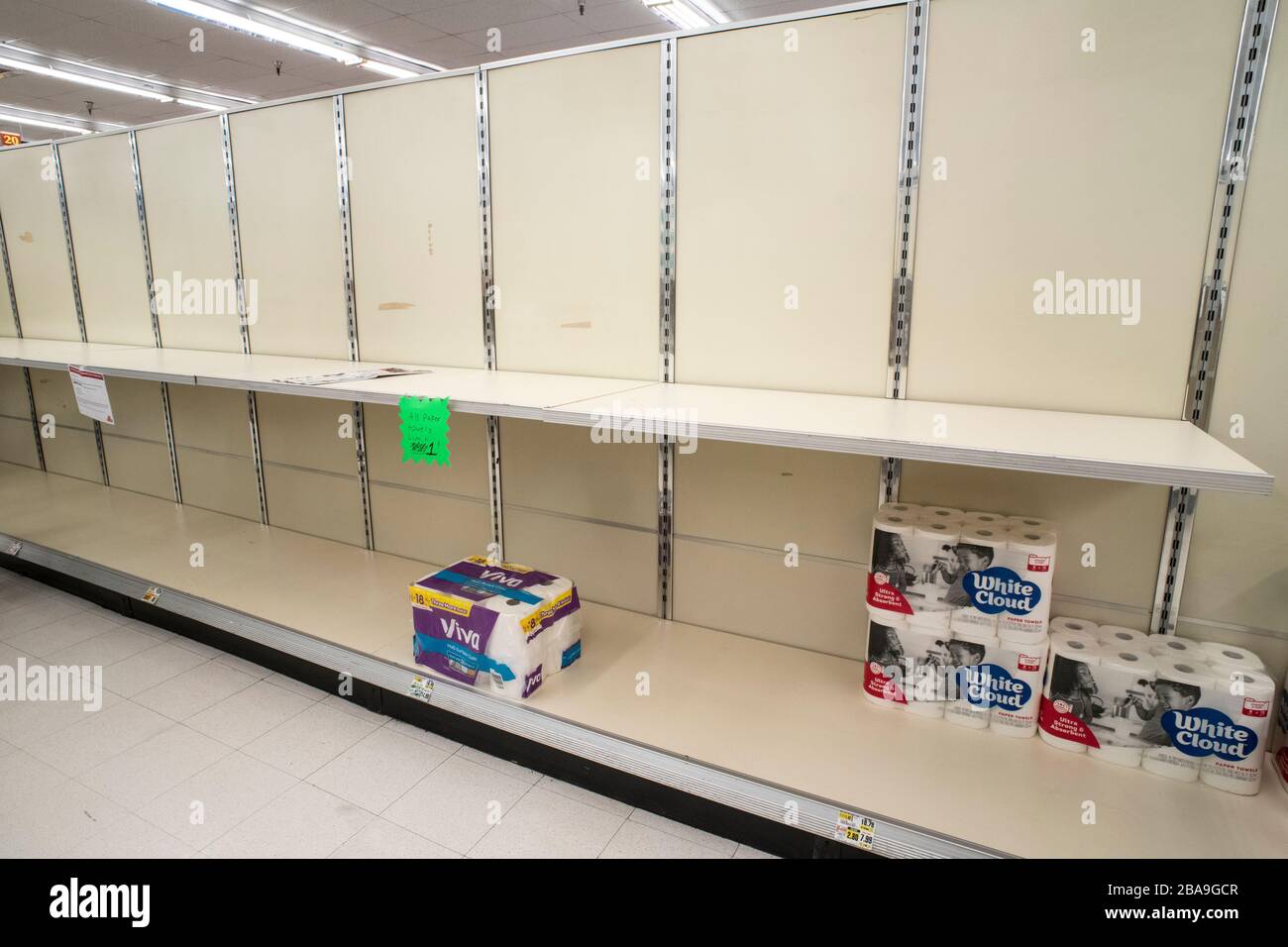 Coronavirus, Covid-19, Empty Shelves, Panic Buying Stock Photo