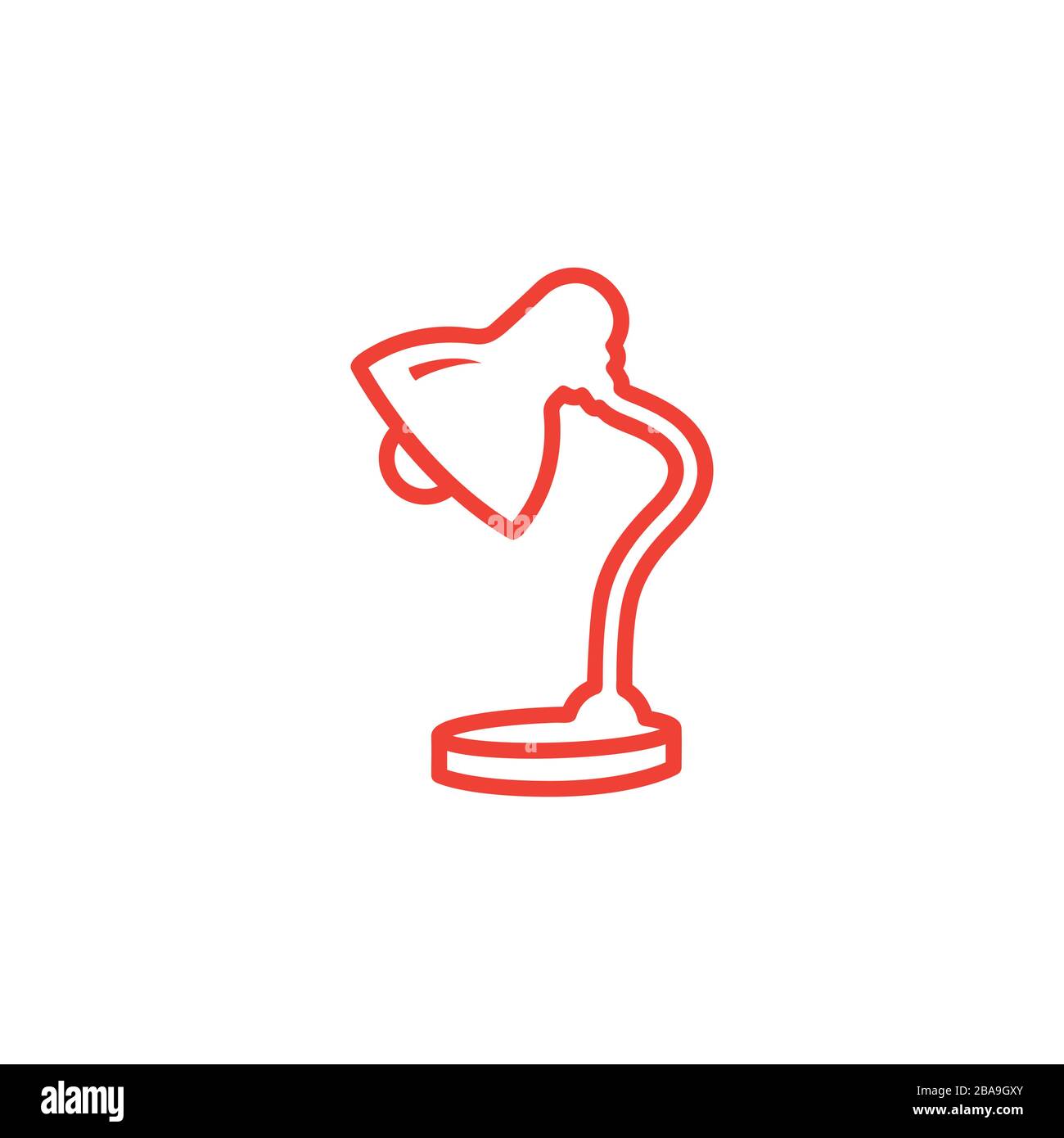 Table Lamp Line Red Icon On White Background. Red Flat Style Vector Illustration. Stock Vector