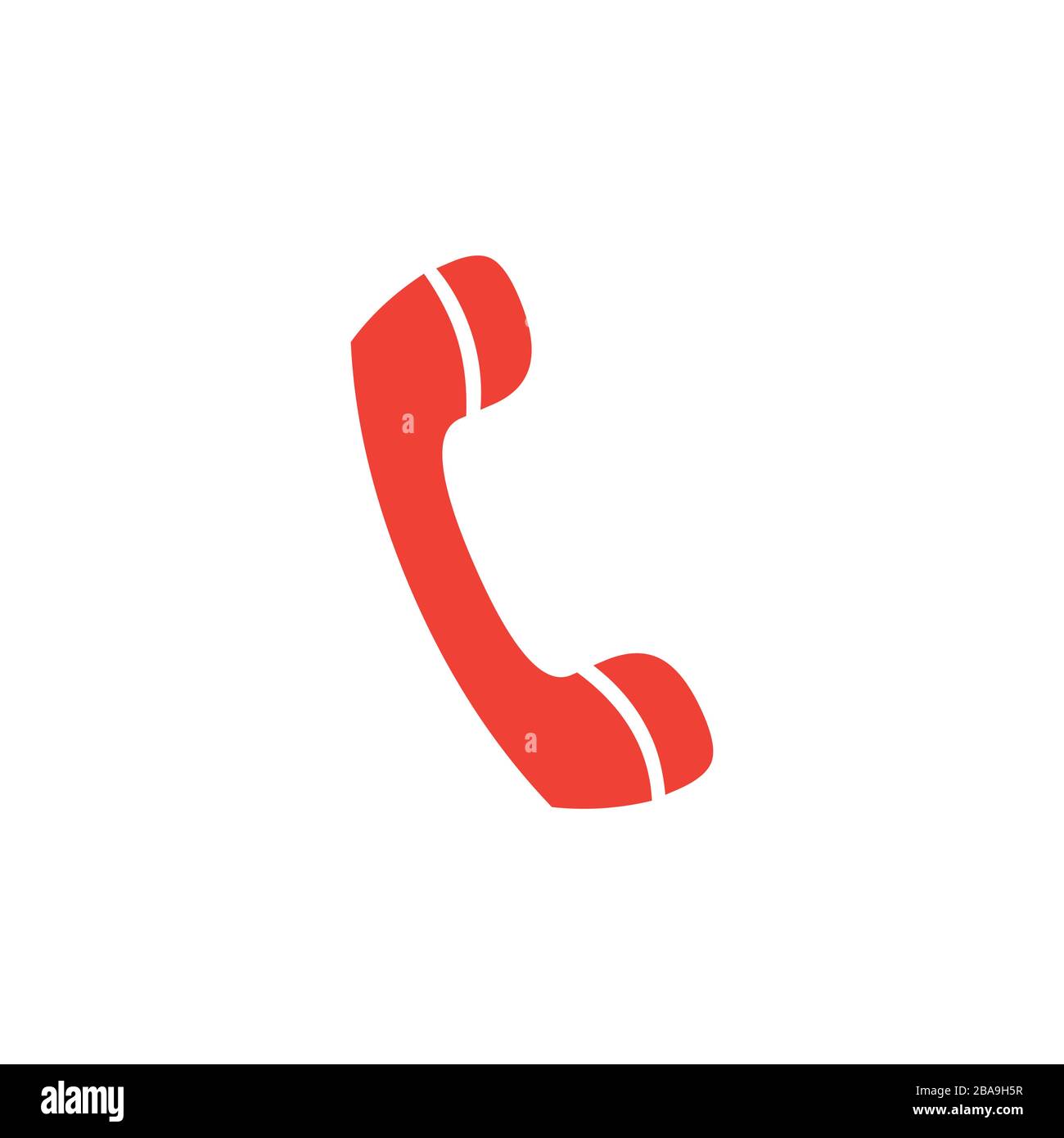 Telephone Receiver Red Icon On White Background. Red Flat Style Vector