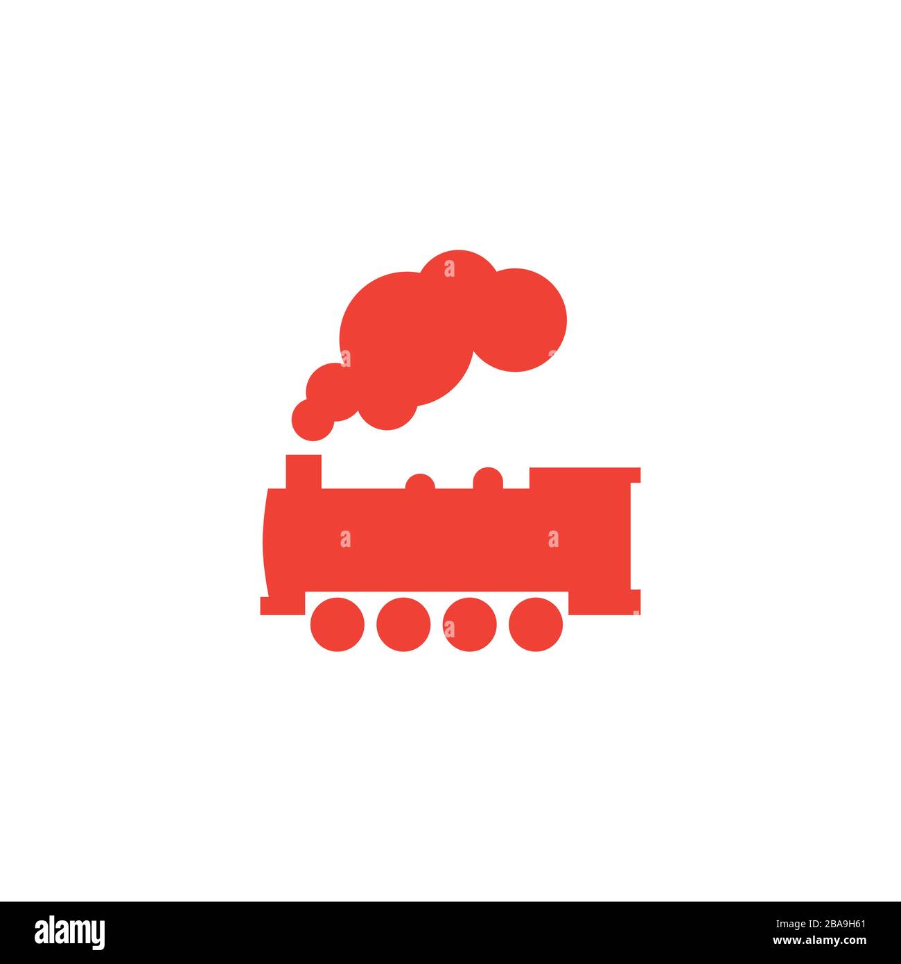 Steam Train Red Icon On White Background. Red Flat Style