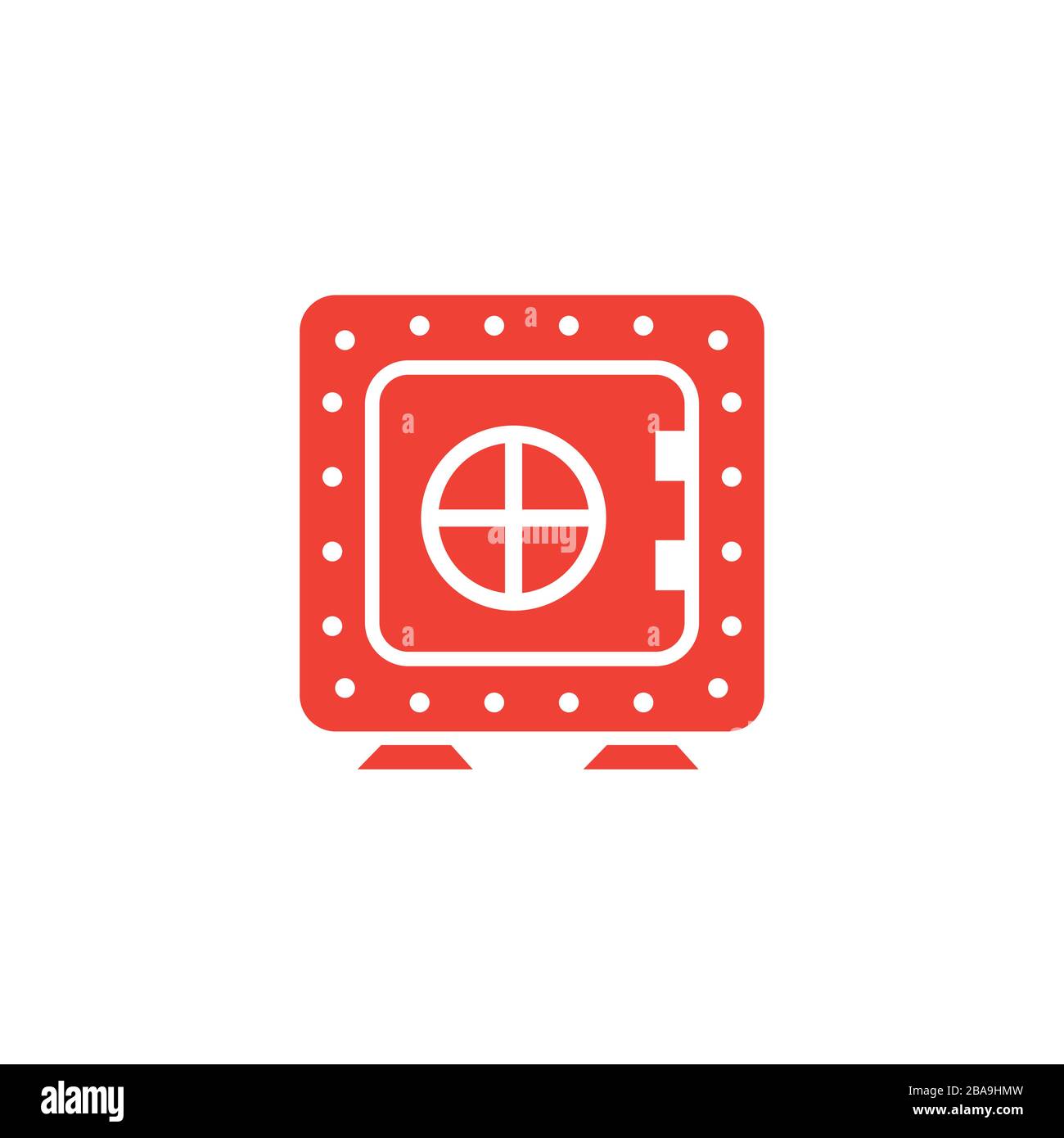 Vault Red Icon On White Background. Red Flat Style Vector Illustration