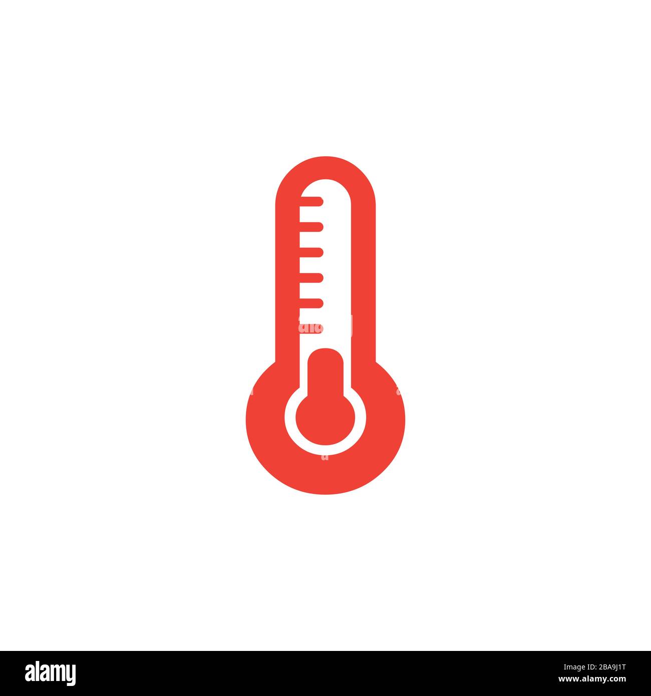 Thermometers Red Icon On White Background. Red Flat Style Vector Illustration. Stock Vector