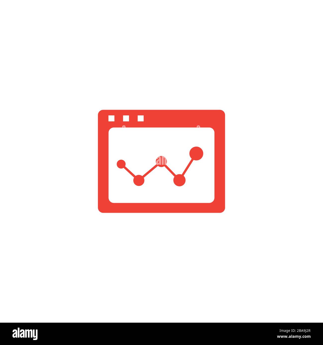 Web Page Analysis Red Icon On White Background. Red Flat Style Vector Illustration. Stock Vector