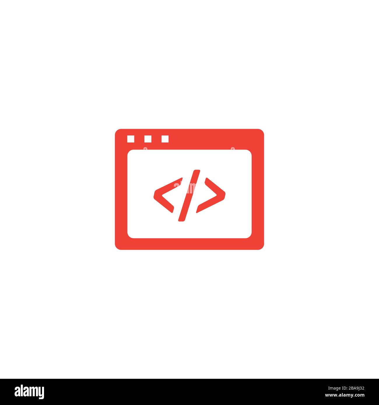 Web Page Code Red Icon On White Background. Red Flat Style Vector Illustration Stock Vector
