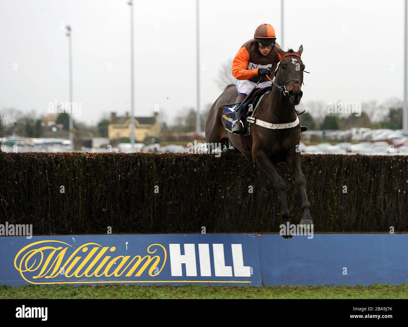 Rajdhani Express ridden by Sam Waley-Cohen during the William Hill - Download The App Novices' Handicap Chase Stock Photo