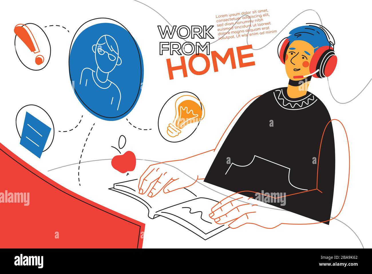 Work from home - colorful flat design style illustration Stock Vector