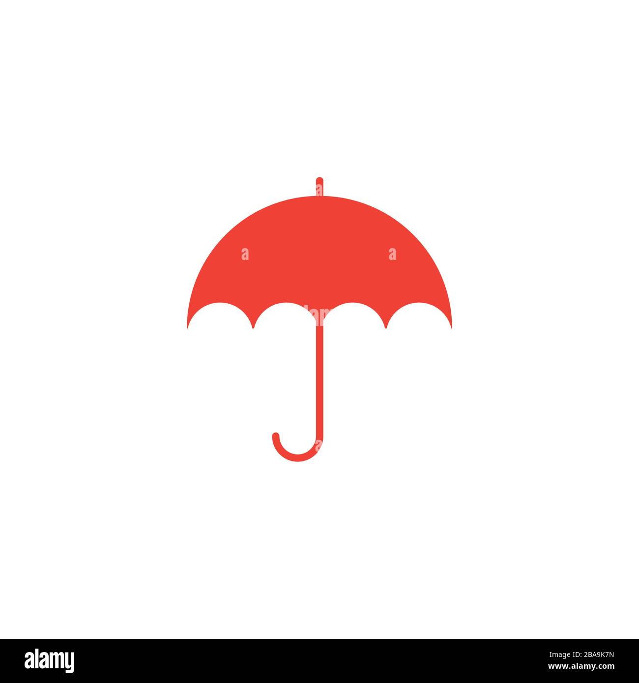 Umbrella Red Icon On White Background. Red Flat Style Vector Illustration Stock Vector