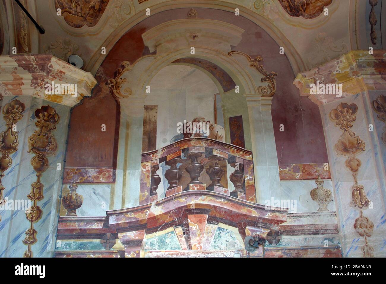 Confession, fresco in Chapel of Saint George in Purga Lepoglavska, Croatia Stock Photo