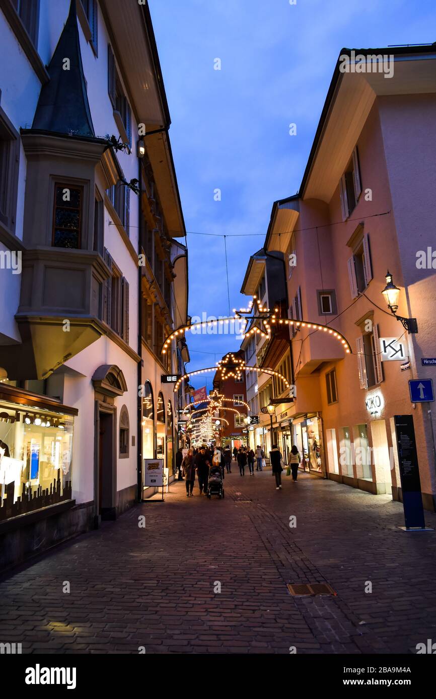 A shopping street in Lucerne Old Town Stock Photo - Alamy