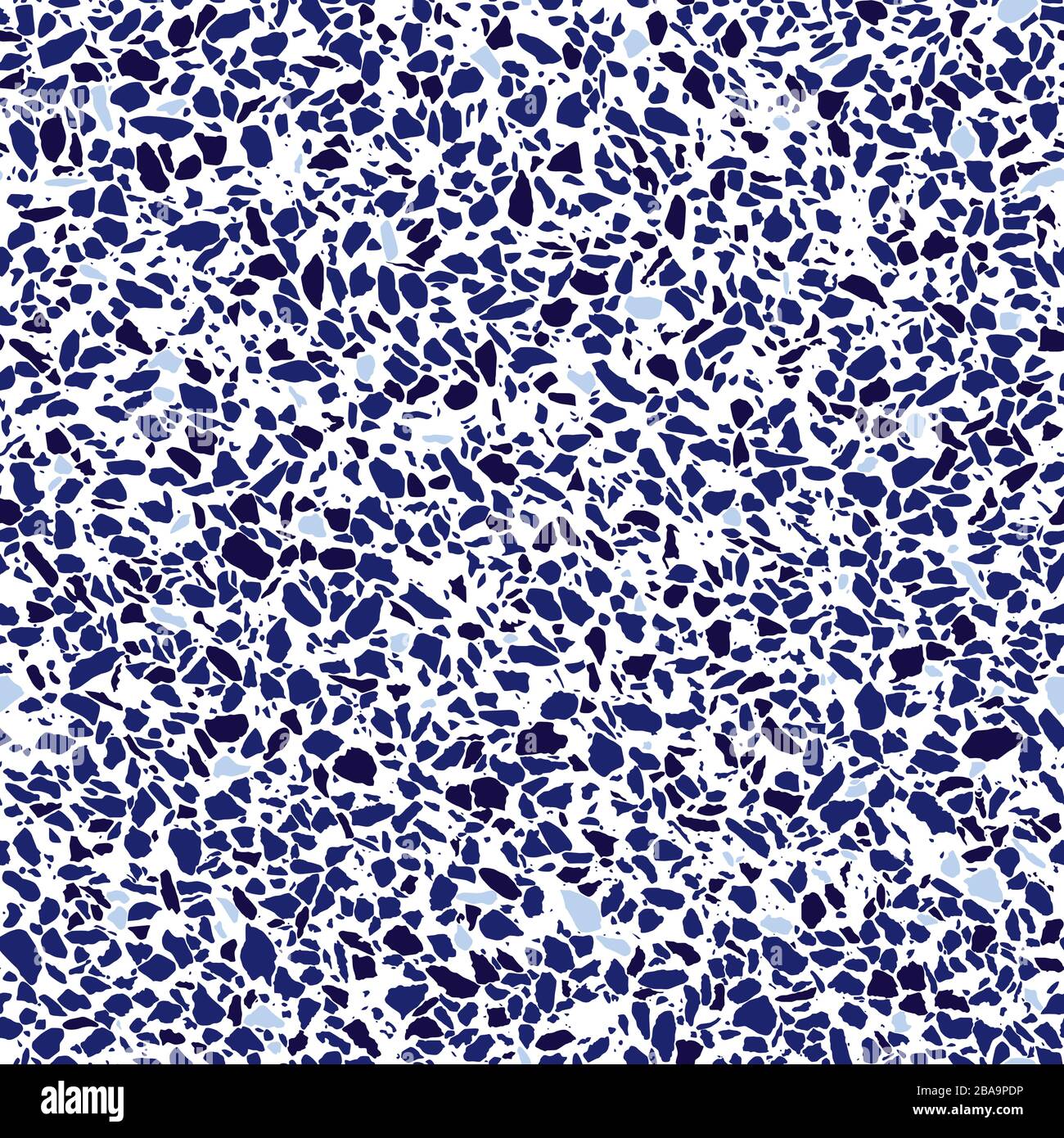 Vector blue and white monochrome terrazzo mosaic texture seamless ...
