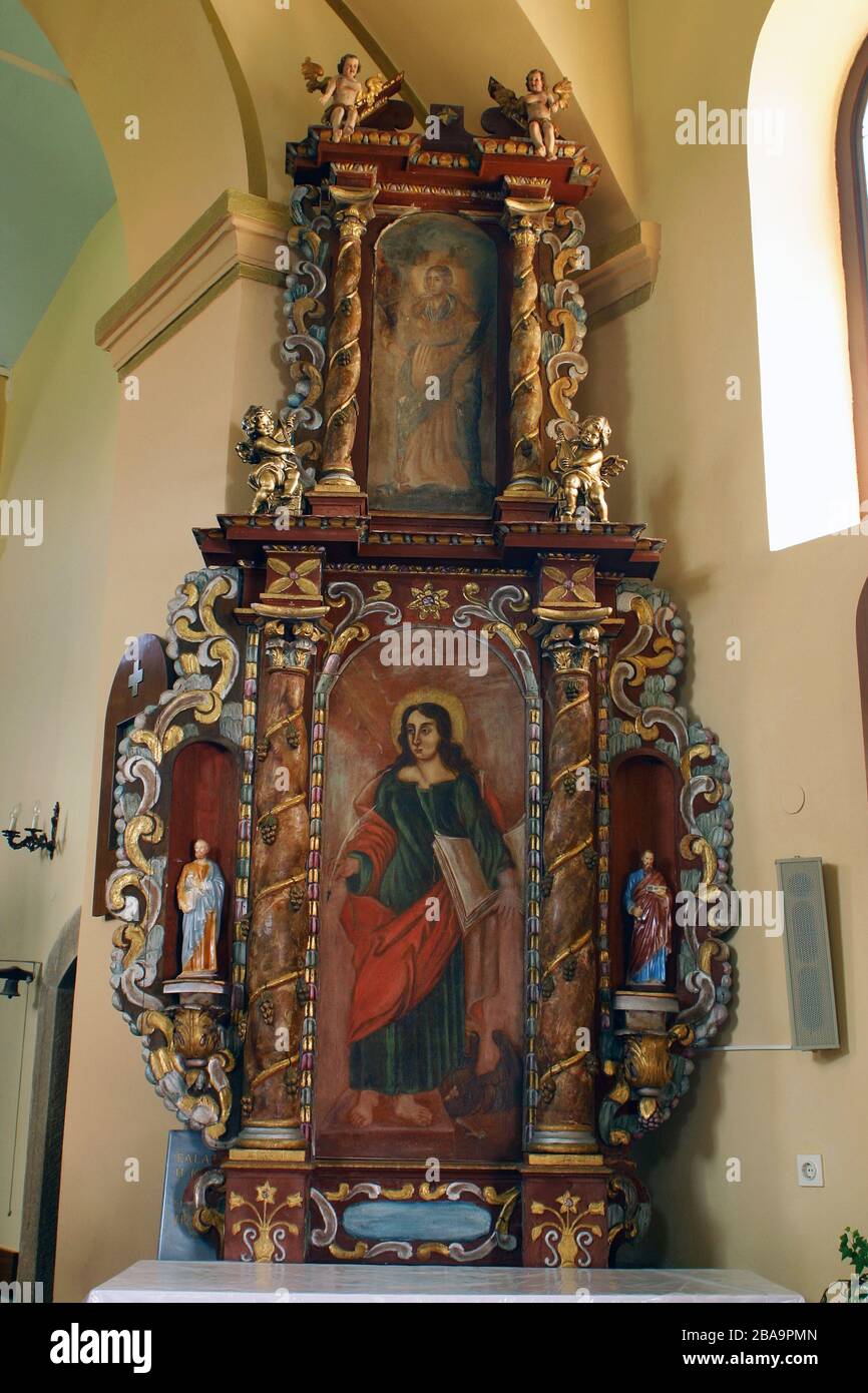 St. John the Evangelist altar at St. Andrew's Church in Laz, Croatia Stock Photo