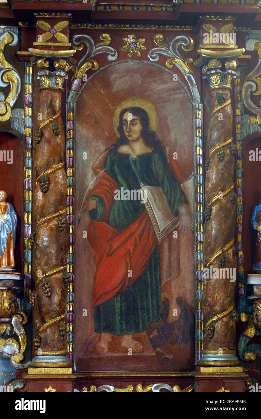 St. John the Evangelist altarpiece at St. Andrew's Church in Laz, Croatia Stock Photo