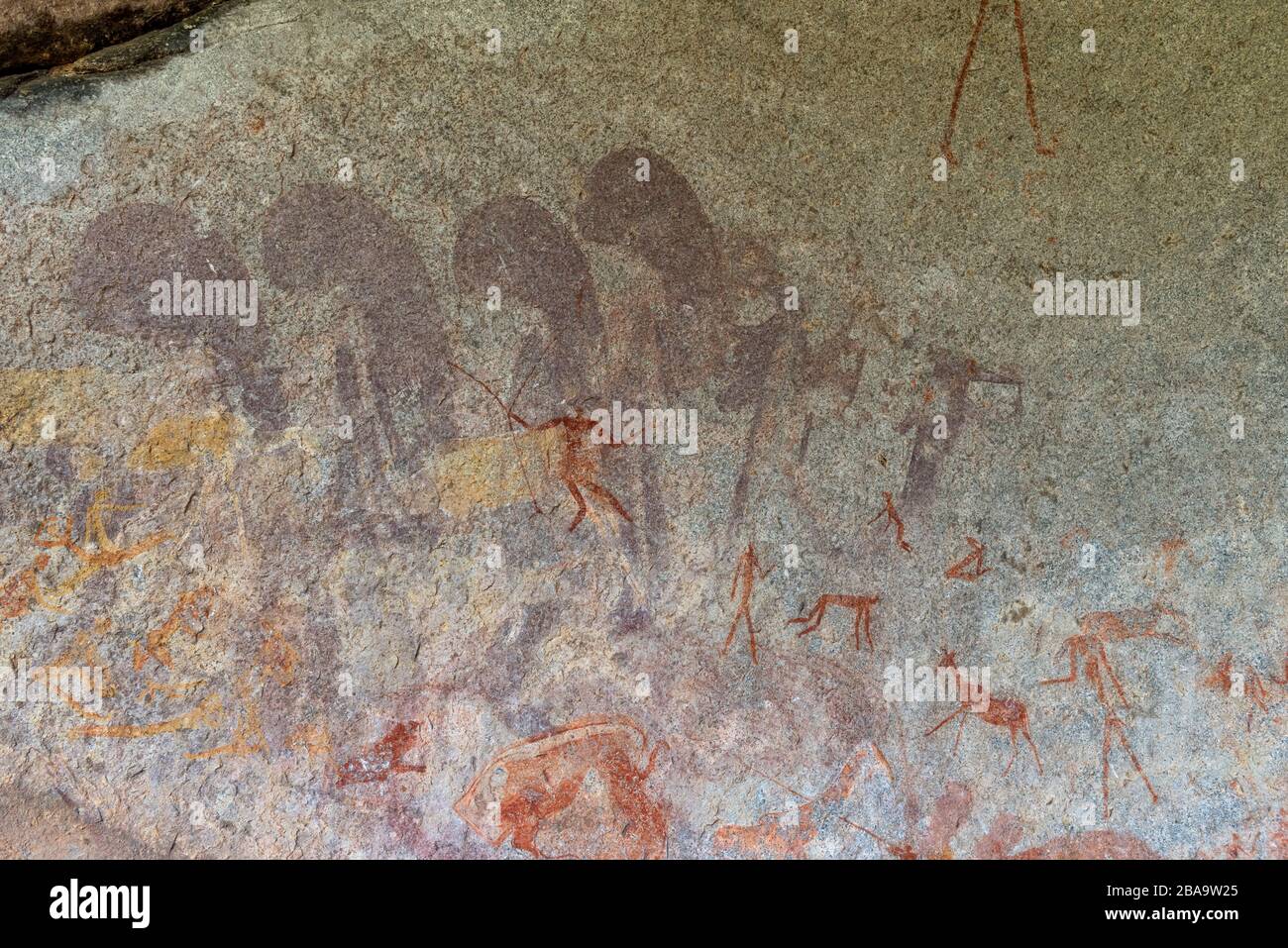 San rock art seen in Inanke Cave Matobo National Park Zimbabwe Stock Photo