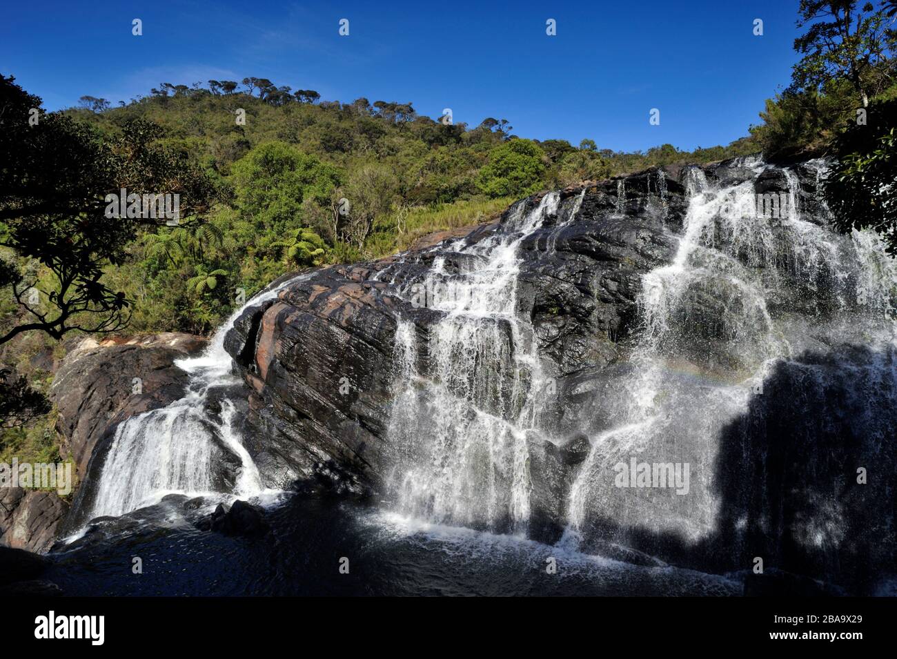 Sri Lanka, Horton Plains National Park, Baker’s falls Stock Photo