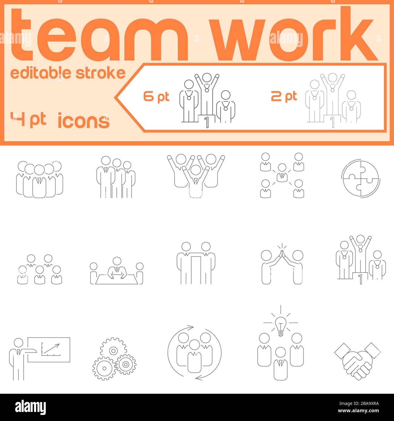 Vector icons on the theme teamwork. Friendship and partnership ...