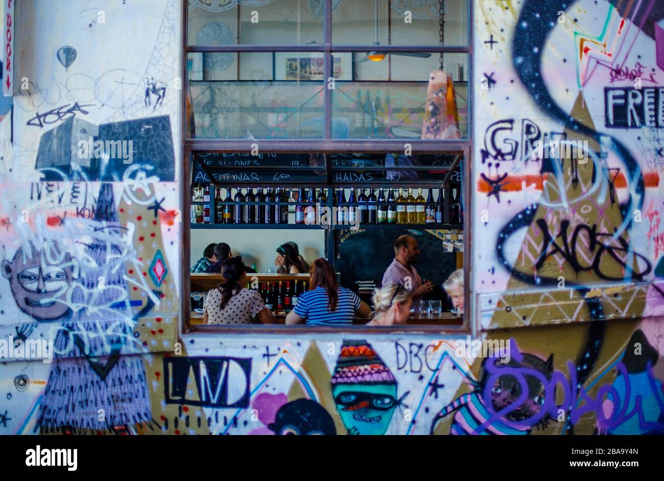 The trendy downtown bar and cafe area of Hosier Lane, Melbourne, Victoria, Australia Stock Photo