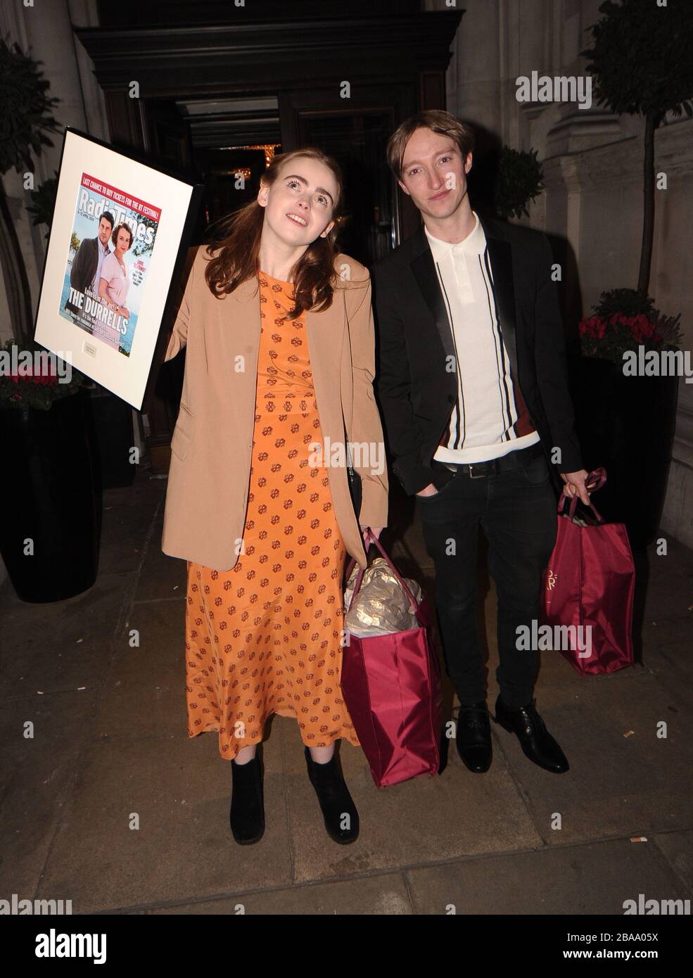 James Tarpey and Daisy Waterstone leaving the Radio Times Awards at the