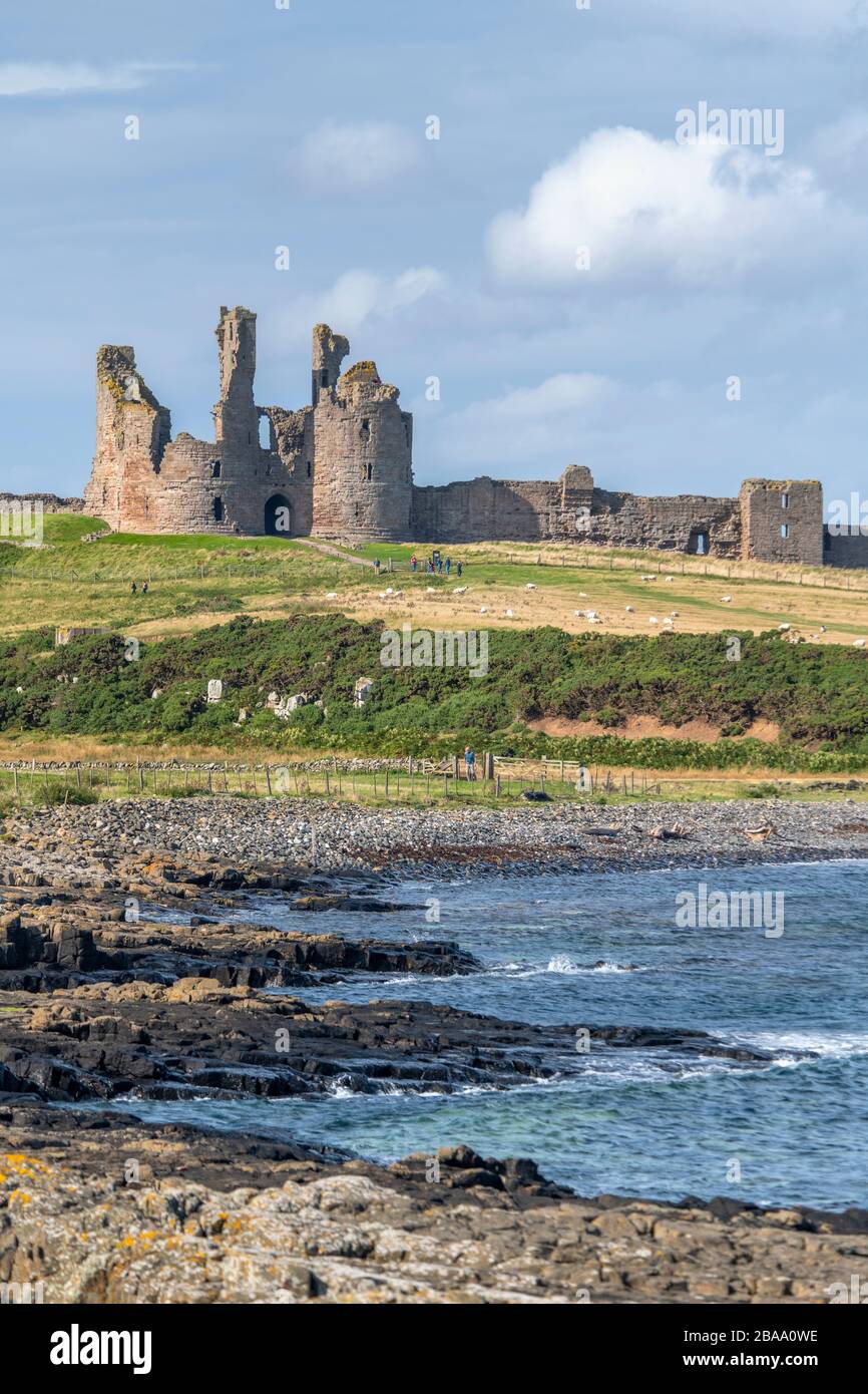 UK, England, Northumberland, Dunstanburgh Castle Stock Photo