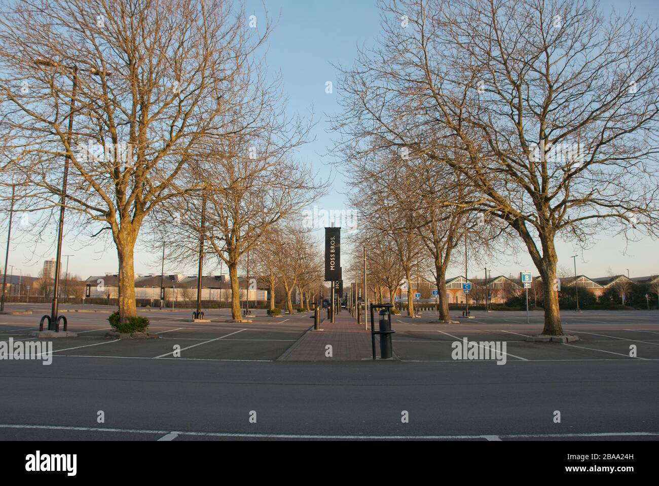 The empty North Car Park of the Great Western Designer Outlet Centre during the cover 19 pandemic closure Stock Photo