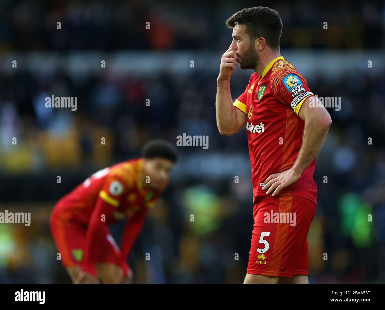 Norwich City's Grant Hanley (right) and Jamal Lewis appear dejected after the game Stock Photo