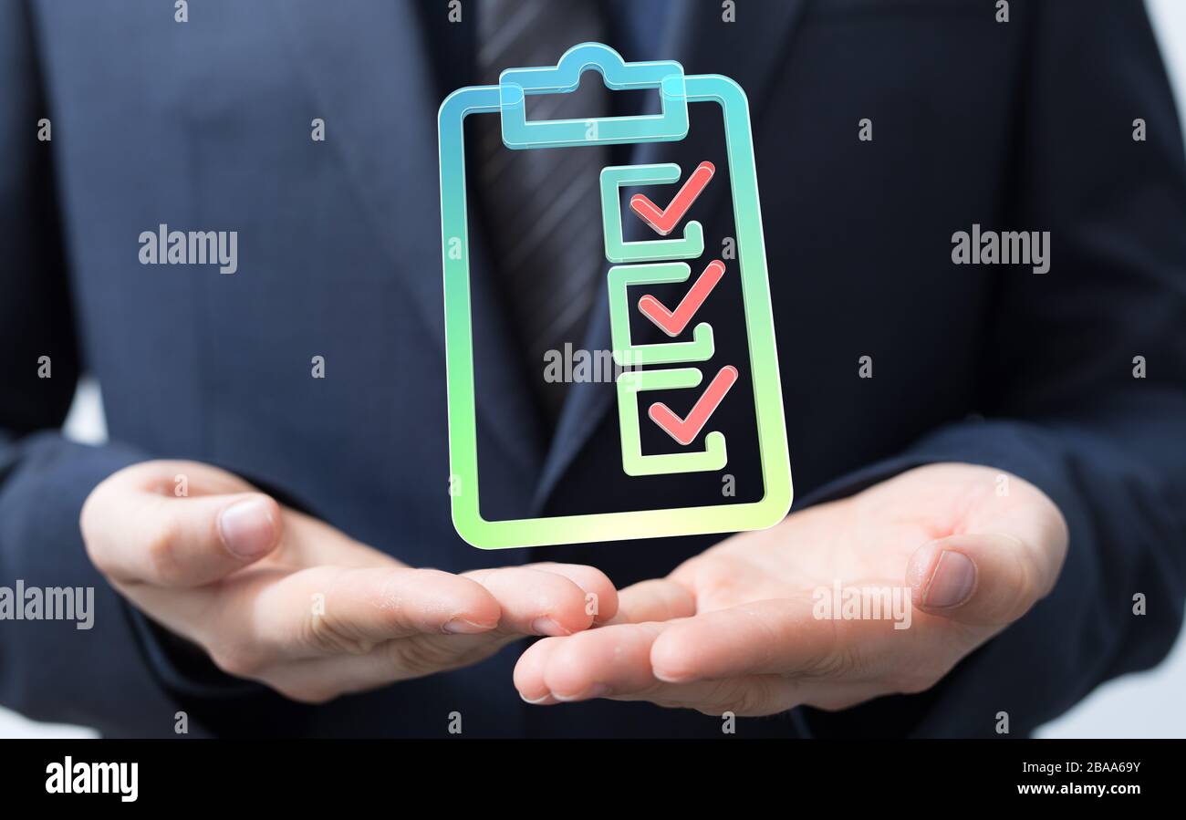 A Touching Check List on Visual Screen Stock Photo