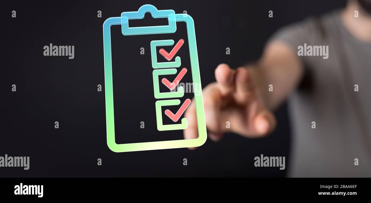 A Touching Check List on Visual Screen Stock Photo
