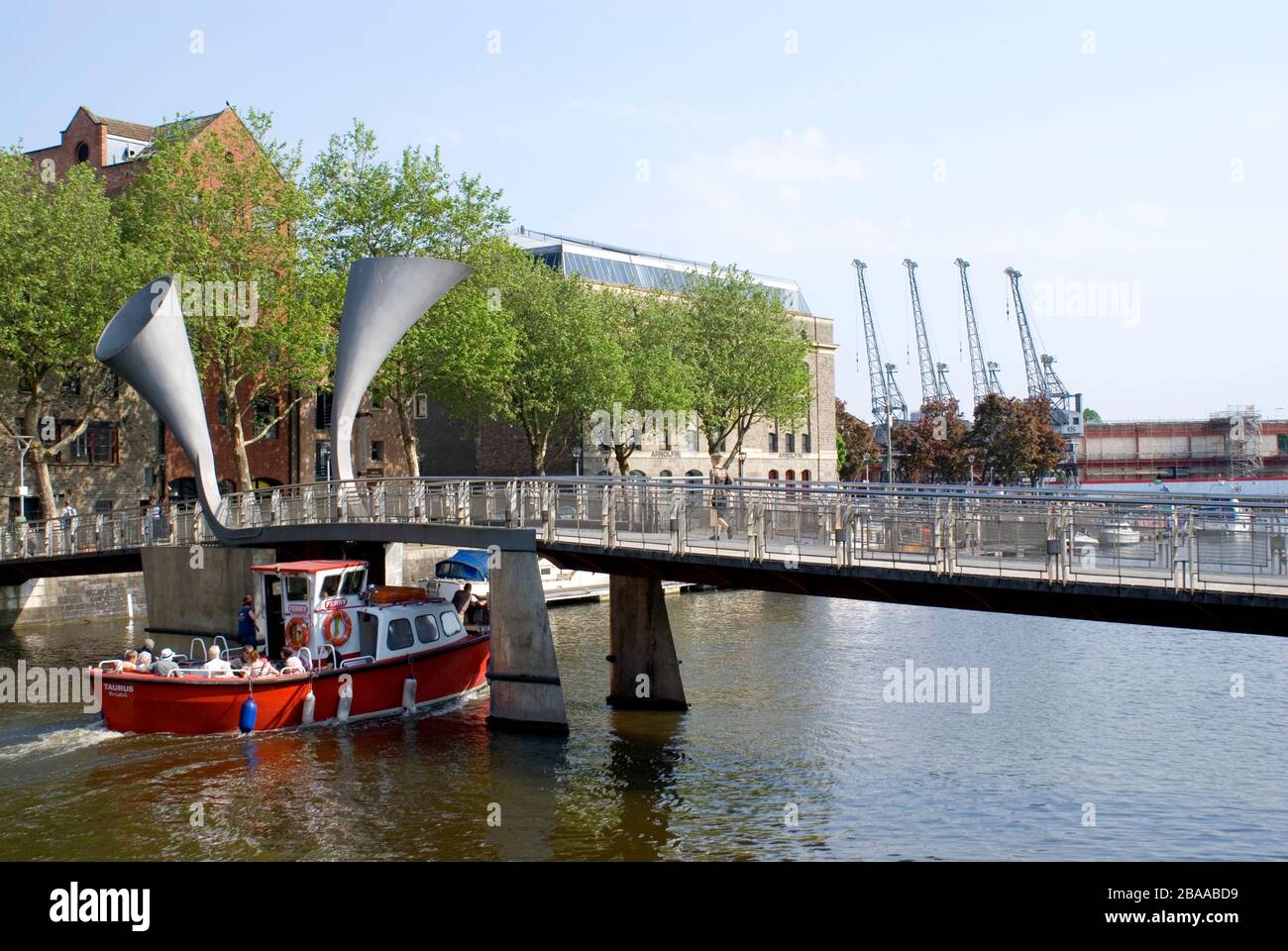 Ferry boat going under Pero's (or Horn) Bridge, St Augustine's Reach