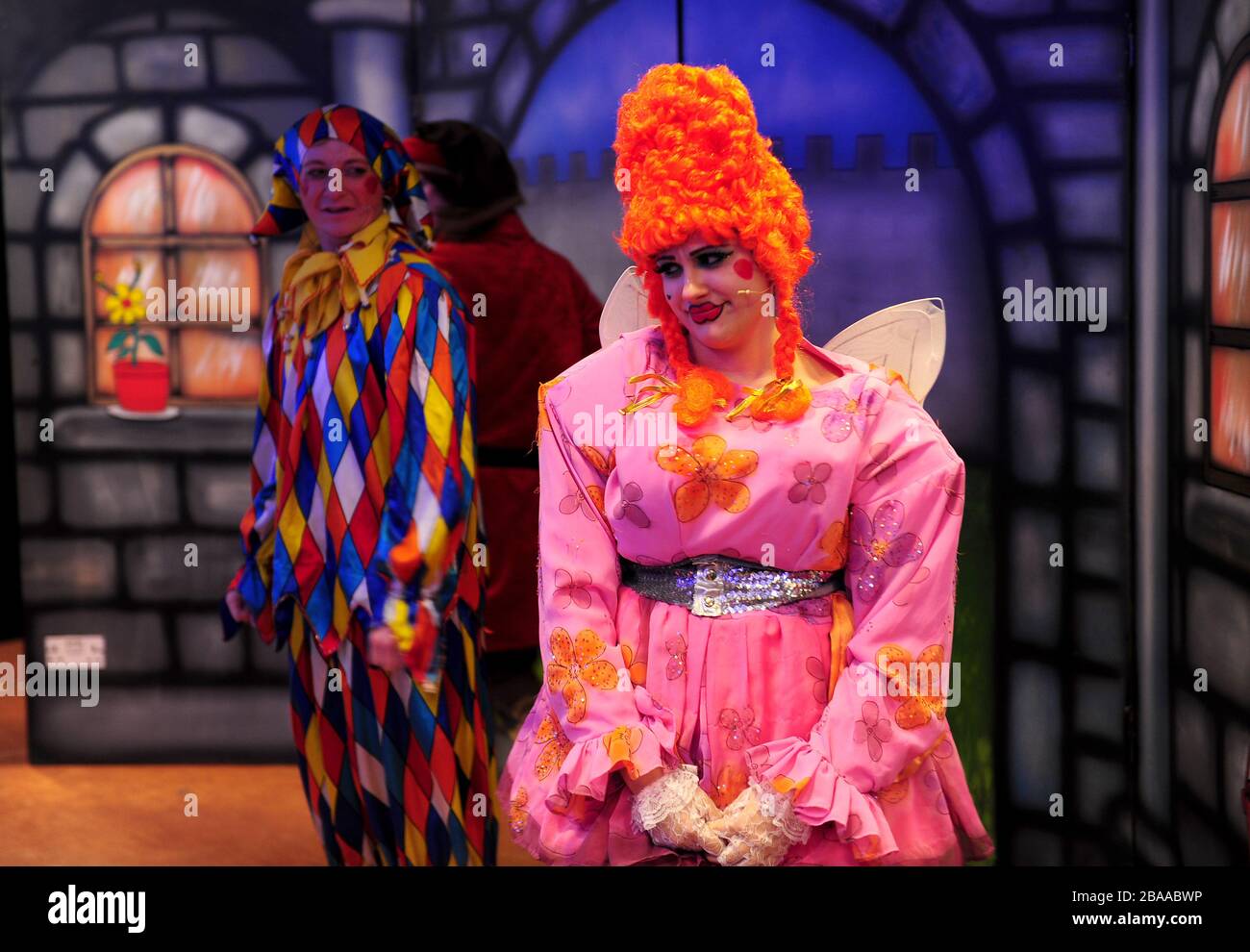 Performers during the Sleep Beauty Pantomime at Sandown Park. Stock Photo