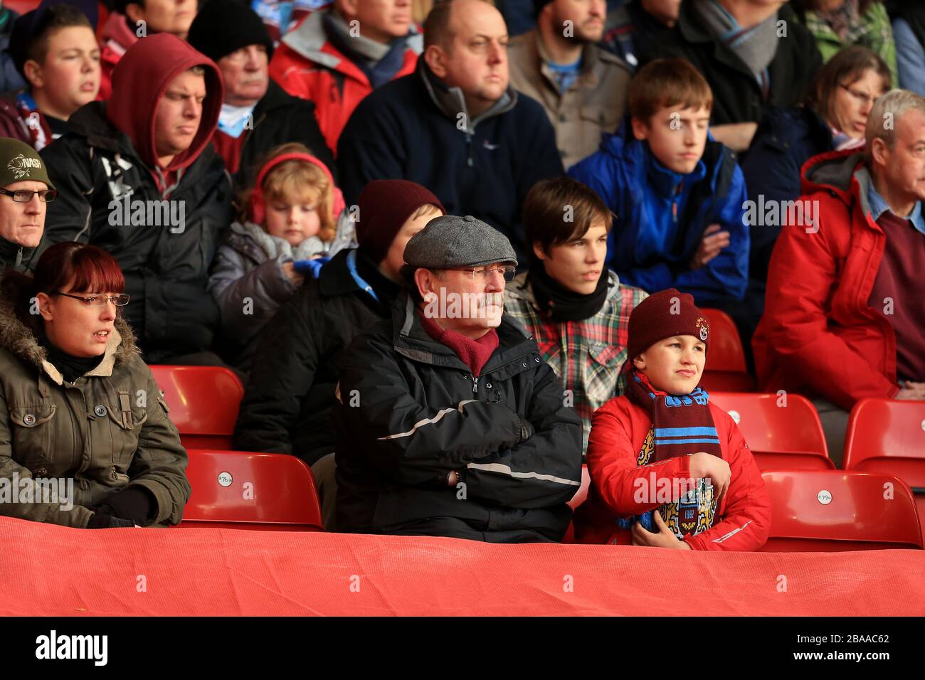 Burnley fans in the stands at the City Ground Stock Photo