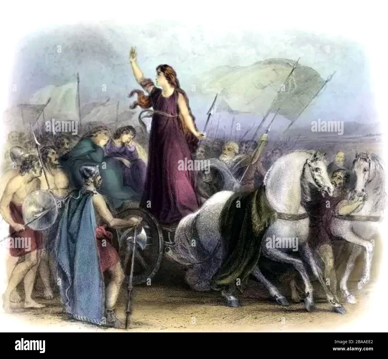 BOUDICA Queen of the British Celtic Icene tribe in a 19th century engraving Stock Photo