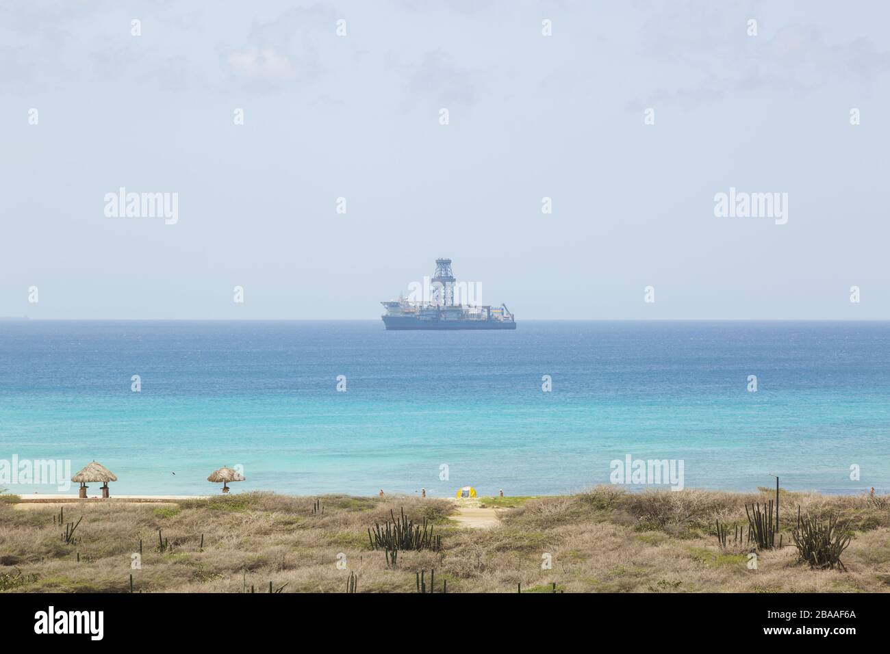 Amazing beauty Caribbean sea beach. Aruba island. Beautiful nature background. Stock Photo
