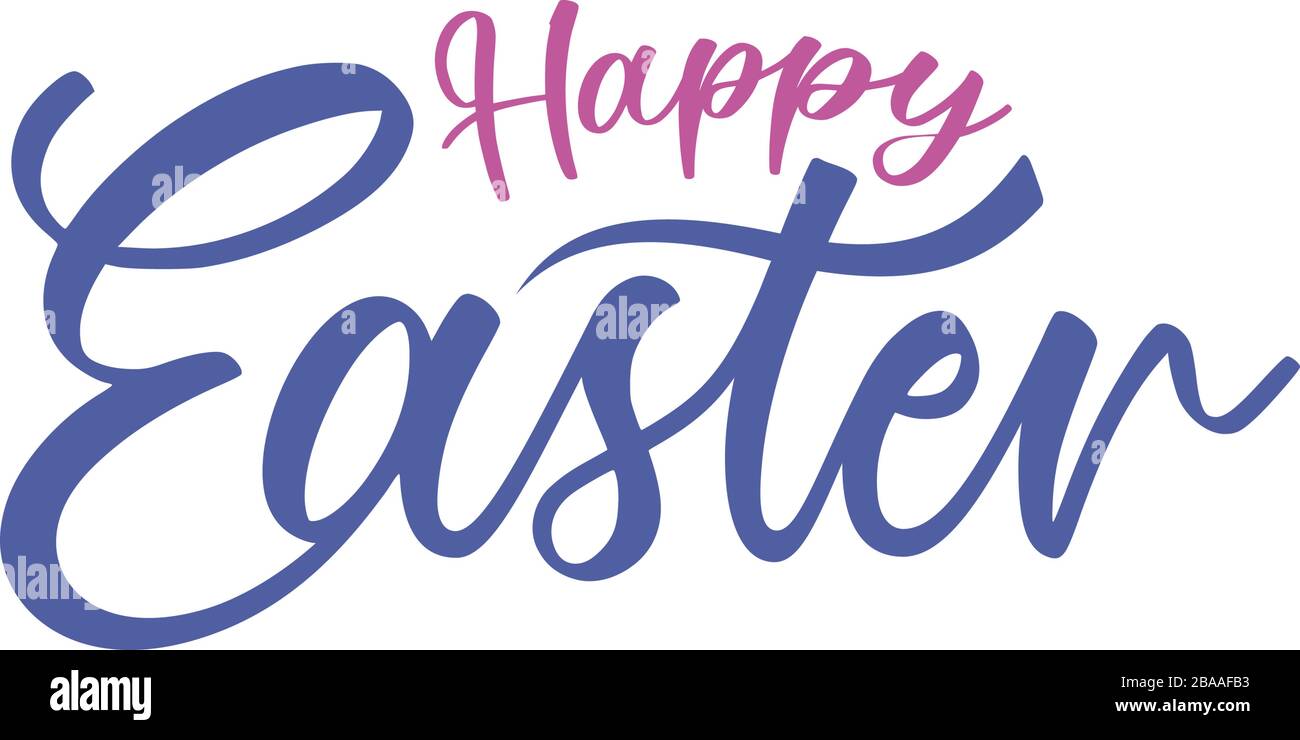 Happy Easter calligraphic lettering on white background. Stock Vector