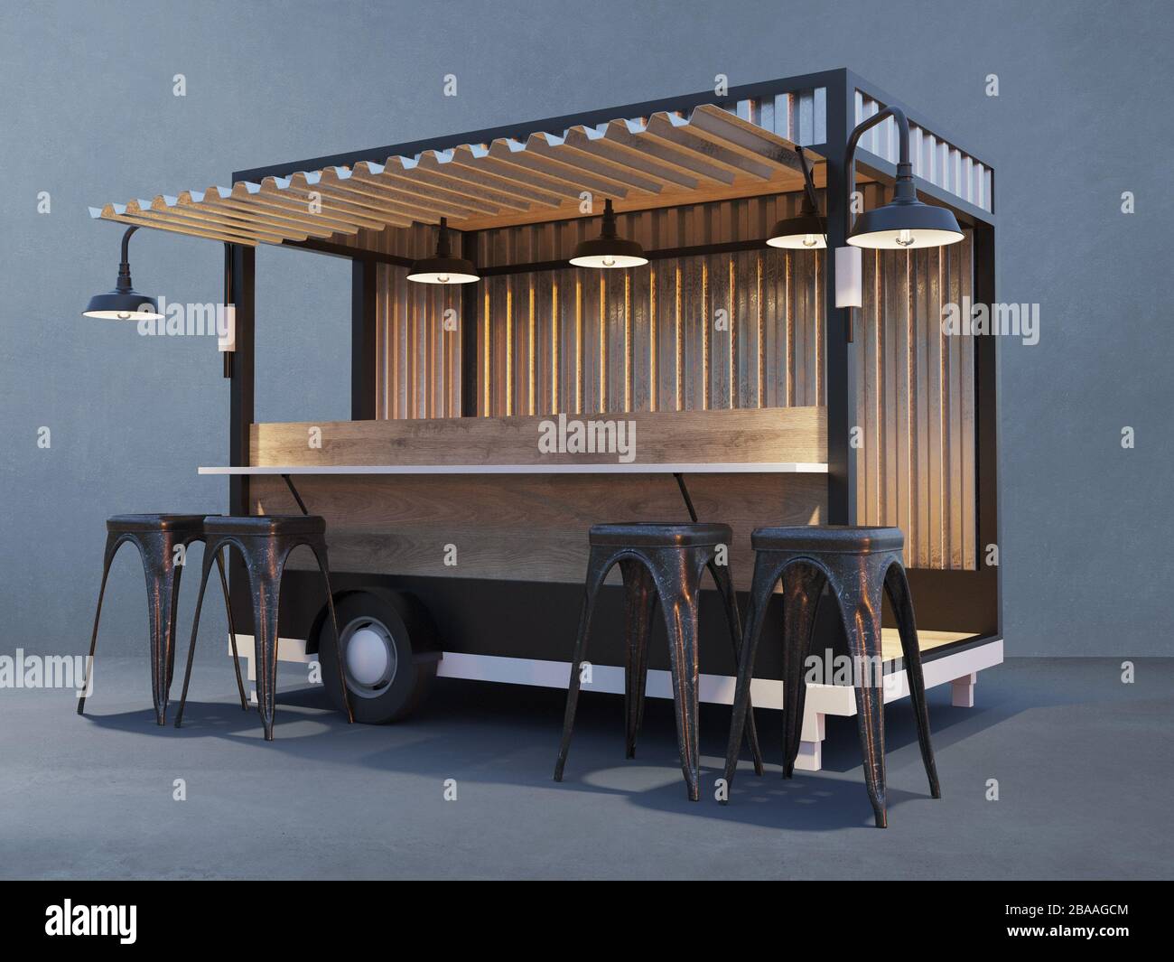 Download Trailer Food Truck Mockup Vintage Hot Dog Market Stock Photo Alamy