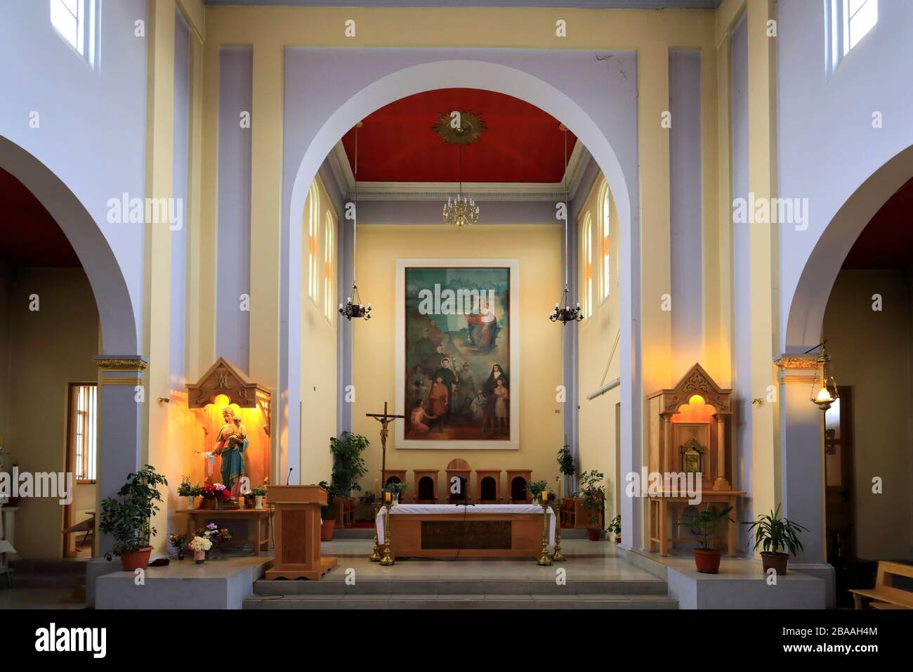 Interior of the Maria Auxiliadora church, Puerto Natales city, Patagonia, Chile, South America Stock Photo